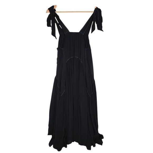 Free People Lou Lou Utility Midi Dress Women Tie Shoulder Sheer w Lining XS - Picture 3 of 7